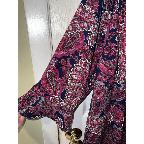Talbots Woman Popover Blouse Plus Petite Sz 2XP Paisley Peplum boho cottagecore - Picture 2 of 10